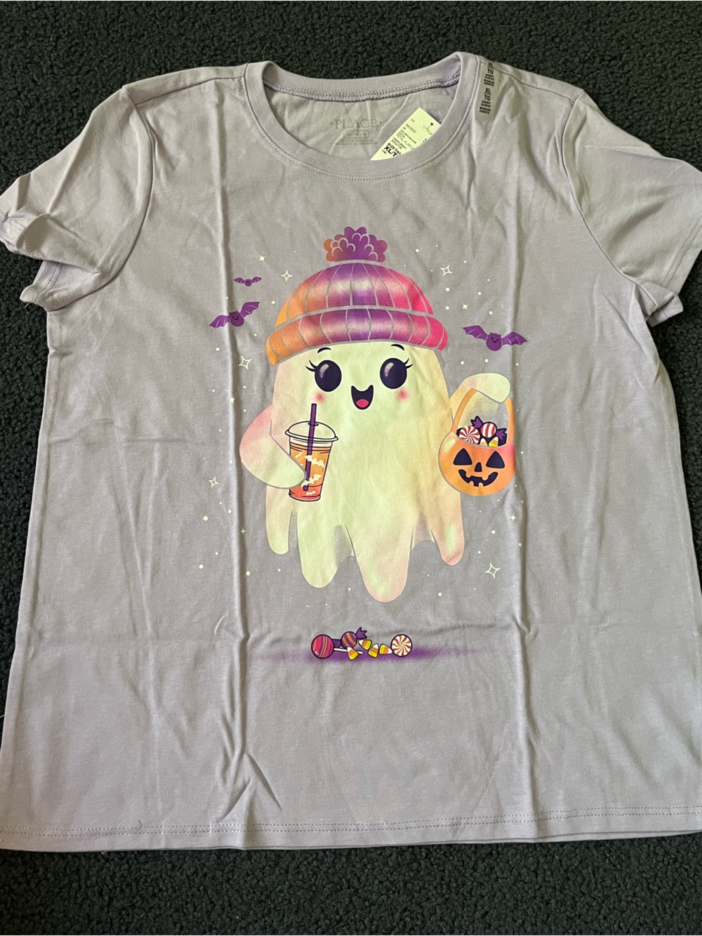 The Children's Place Halloween Lilac Ghost Candy Graphic Tee